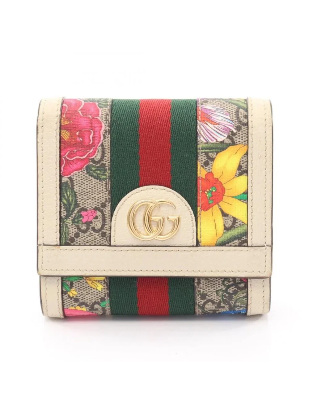 Gucci Bifold Wallet Ophidia GG Floral Sherry Line Multi Leather